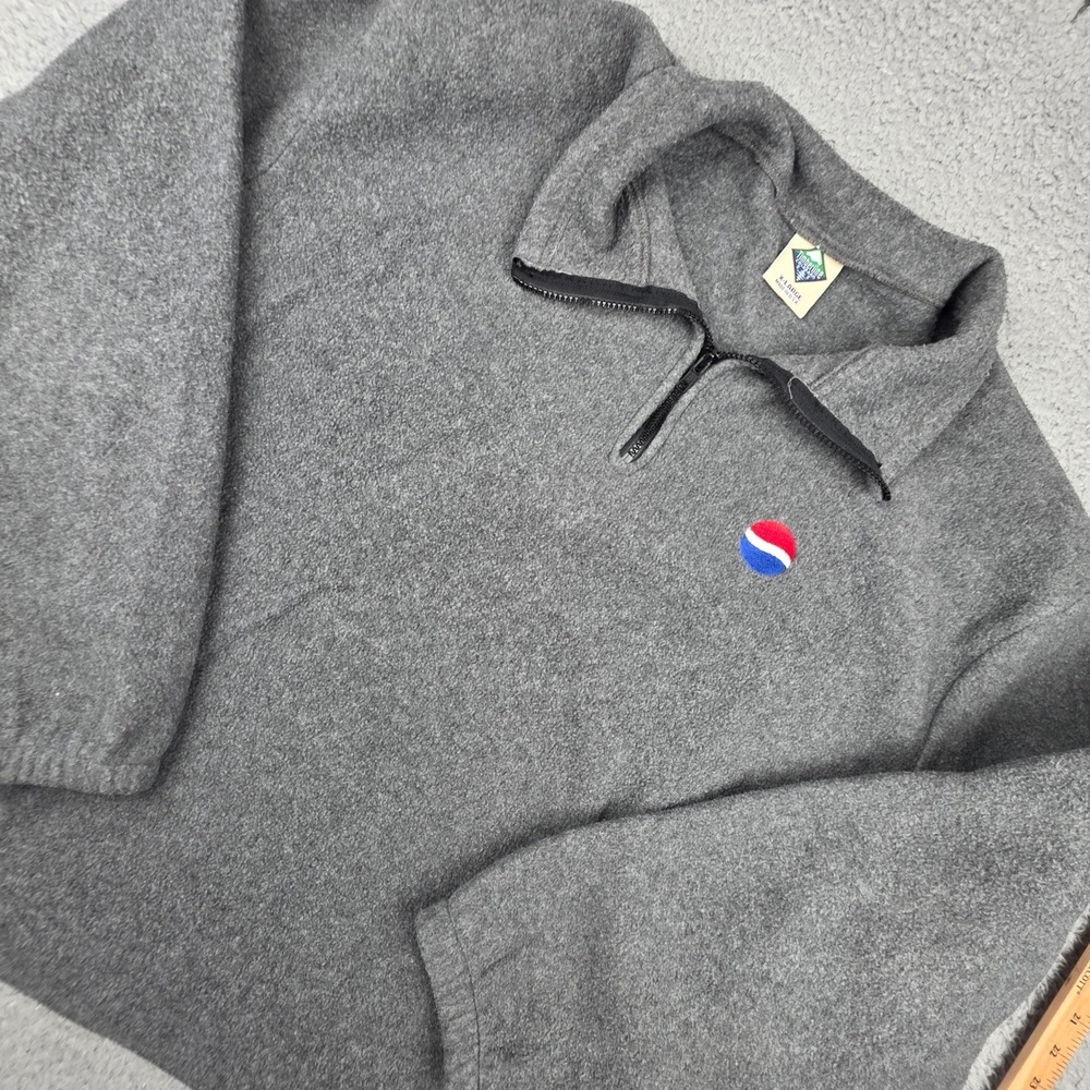 Timberline Colorado Pepsi Fleece Pullover Mens XL Gray 1/4 Zip Vintage USA Made